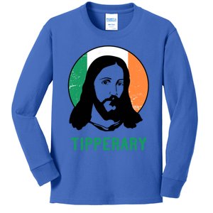 Tipperary Ireland Flag Jesus St Patricks Day Gift Kids Long Sleeve Shirt