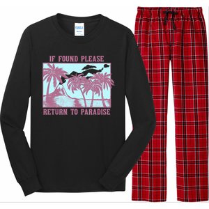 Trendy If Found Please Return To Paradise Beach Gift Long Sleeve Pajama Set