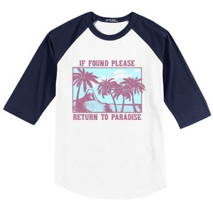 Trendy If Found Please Return To Paradise Beach Gift Baseball Sleeve Shirt