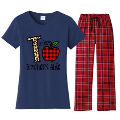 T Is For Teacher’s Aide, Back To School Teacher Gift Women's Flannel Pajama Set