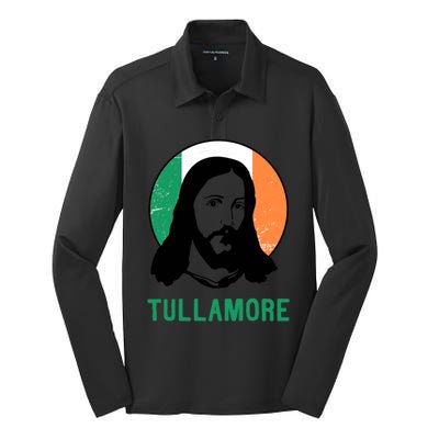 Tullamore Ireland Flag Jesus St Patricks Day Great Gift Silk Touch Performance Long Sleeve Polo