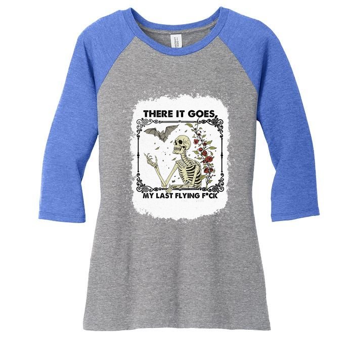 There It Goes My Last Flying F Halloween Skeleton Gift Women's Tri-Blend 3/4-Sleeve Raglan Shirt