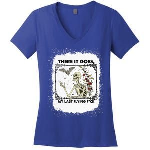 There It Goes My Last Flying F Halloween Skeleton Gift Women's V-Neck T-Shirt