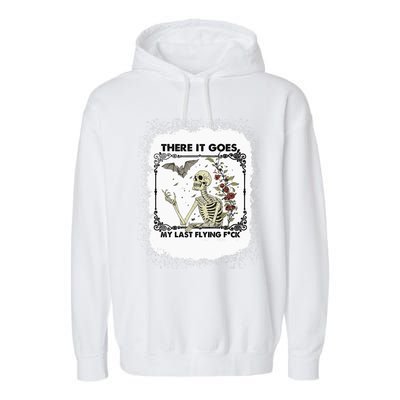 There It Goes My Last Flying F Halloween Skeleton Gift Garment-Dyed Fleece Hoodie