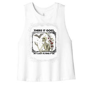 There It Goes My Last Flying F Halloween Skeleton Gift Women's Racerback Cropped Tank