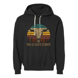 This Is GodS Music Country Bull Skulls Western Howdy Garment-Dyed Fleece Hoodie