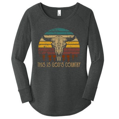 This Is GodS Music Country Bull Skulls Western Howdy Women's Perfect Tri Tunic Long Sleeve Shirt