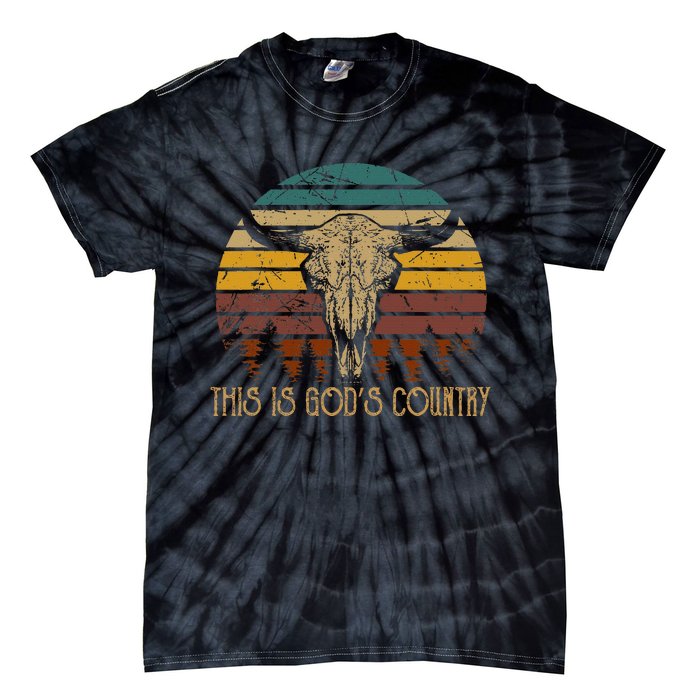 This Is GodS Music Country Bull Skulls Western Howdy Tie-Dye T-Shirt