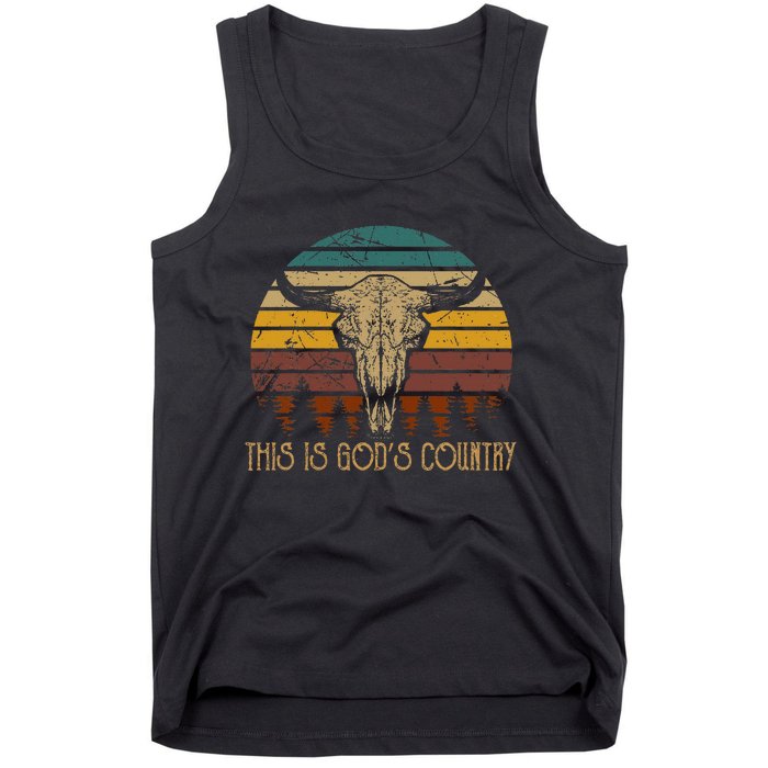 This Is GodS Music Country Bull Skulls Western Howdy Tank Top