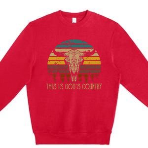 This Is GodS Music Country Bull Skulls Western Howdy Premium Crewneck Sweatshirt