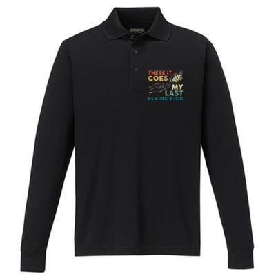 There It Goes My Last Flying Fck Funny Sarcastic Cute Gift Performance Long Sleeve Polo