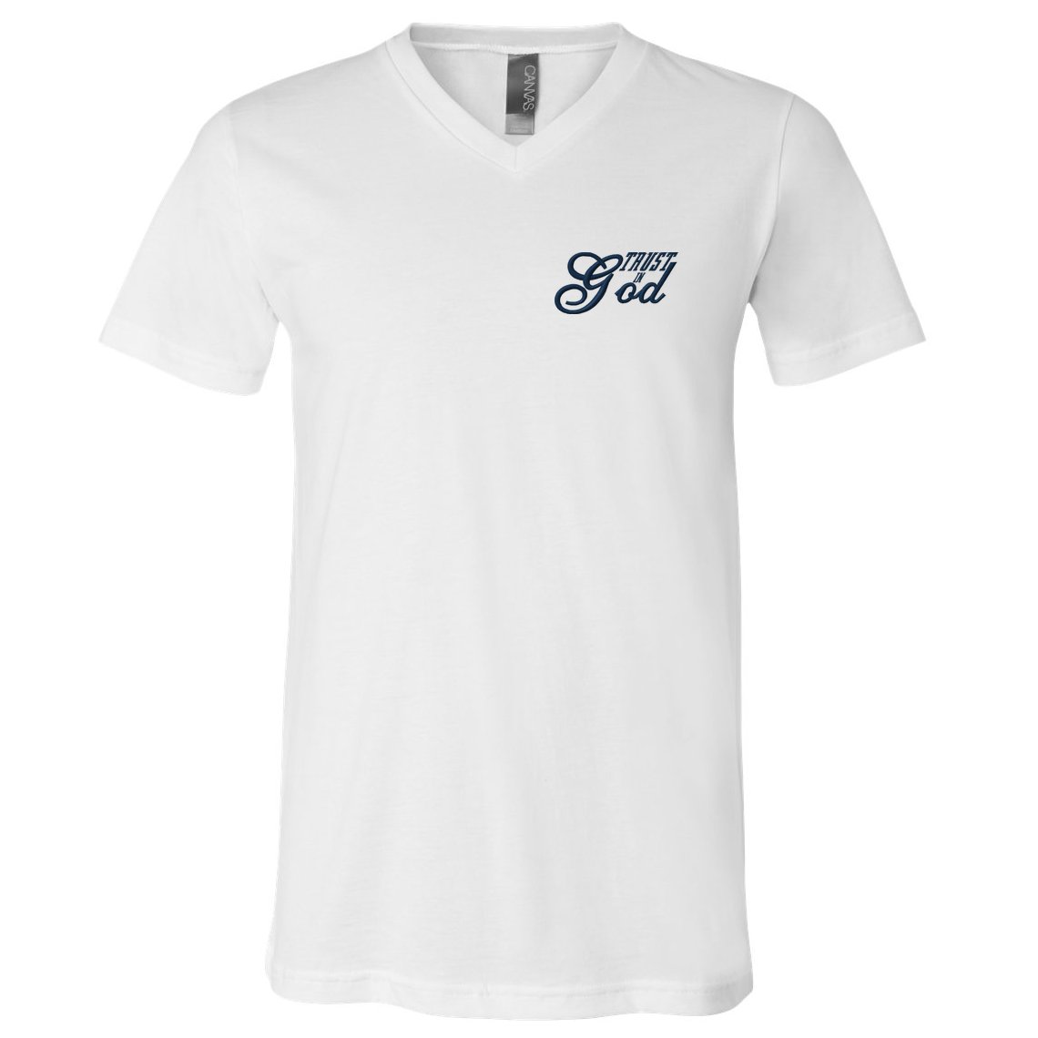 Trust In God Christian Faith In Jesus Midnight Blue Embroidered Embroidered V-Neck T-Shirt