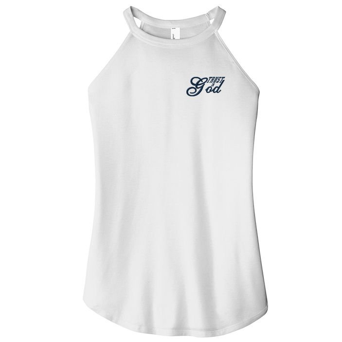 Trust In God Christian Faith In Jesus Midnight Blue Embroidered Embroidered Women's Perfect Tri Rocker Tank