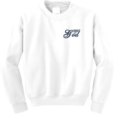 Trust In God Christian Faith In Jesus Midnight Blue Embroidered Embroidered Kids Sweatshirt