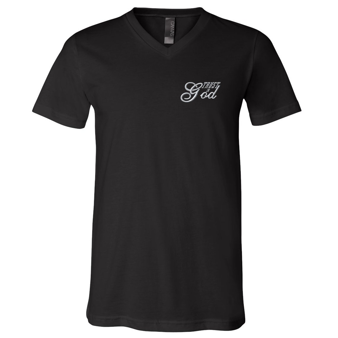 Trust In God Christian Faith In Jesus Embroidered Embroidered V-Neck T-Shirt