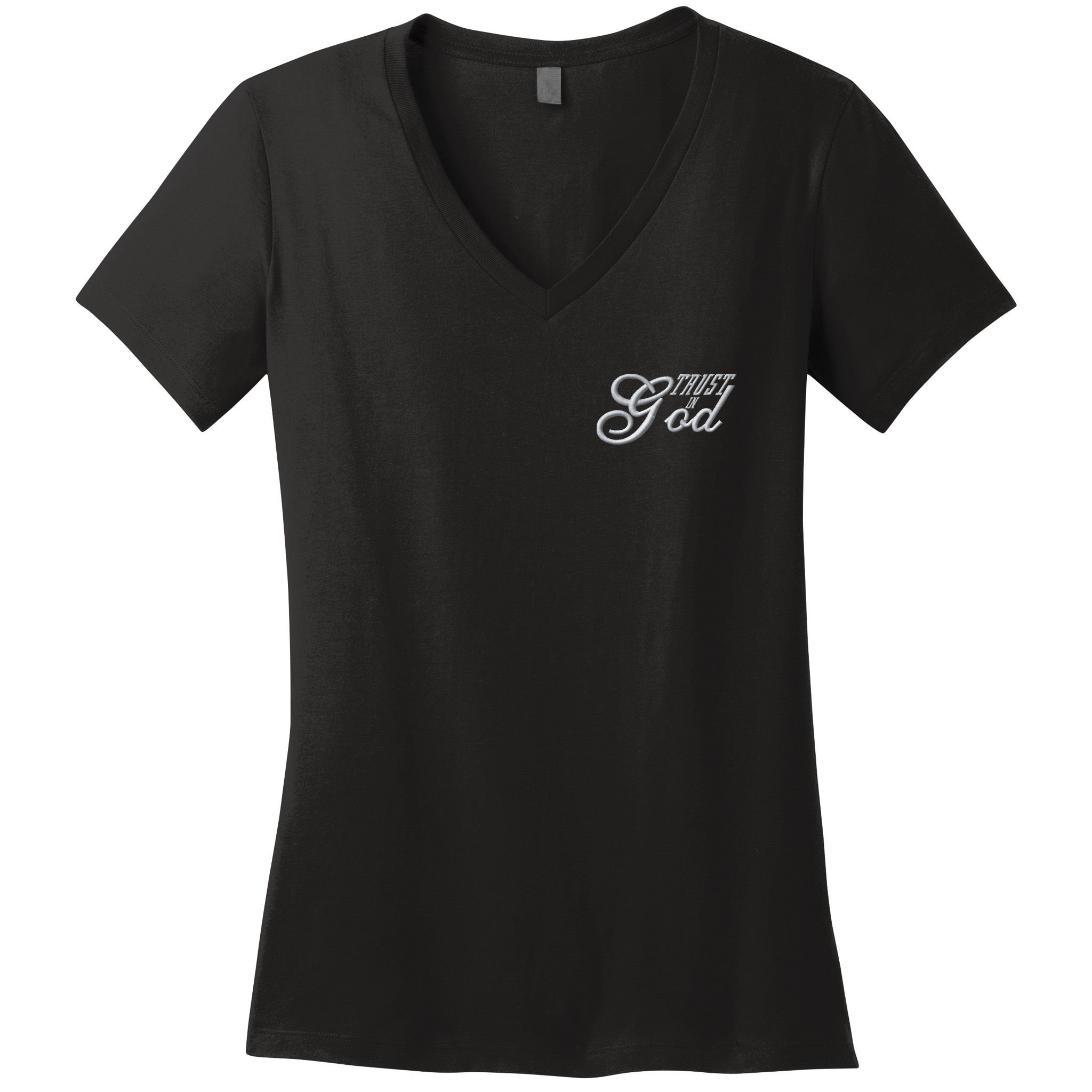 Trust In God Christian Faith In Jesus Embroidered Embroidered Women's V-Neck T-Shirt