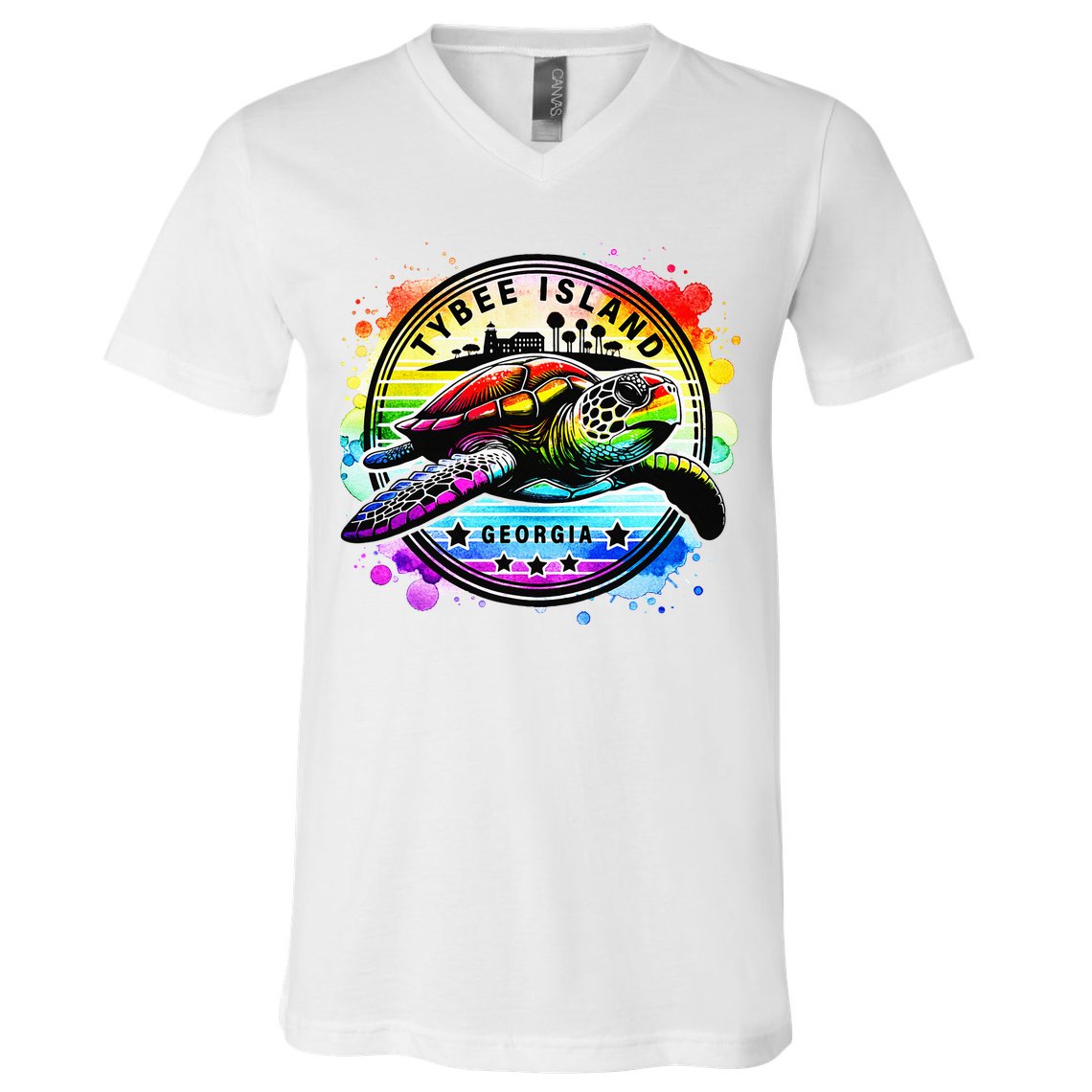 Tybee Island Georgia Sea Turtle Ga V-Neck T-Shirt