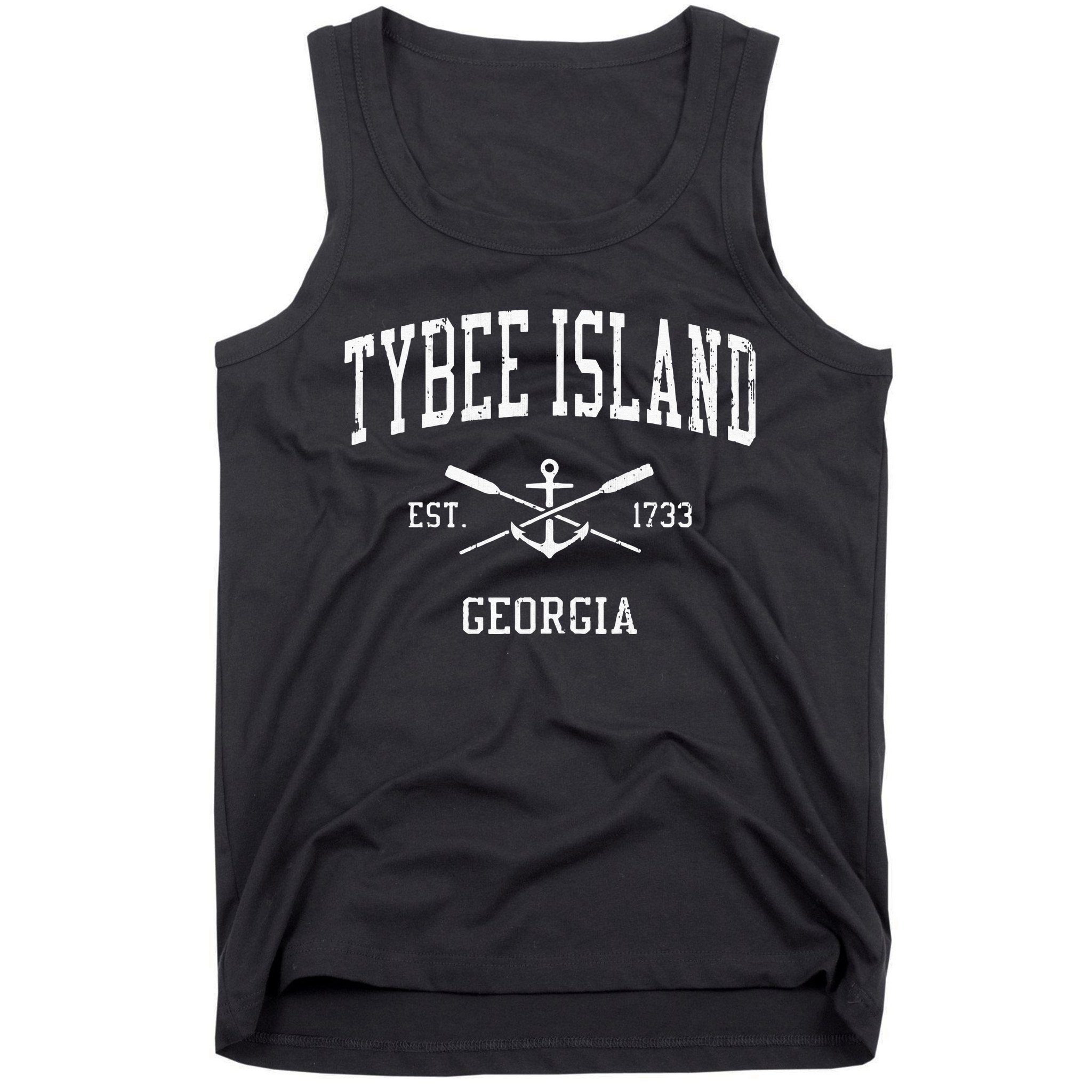 Tybee Island GA Vintage Crossed Oars & Boat Anchor Sports Tank Top