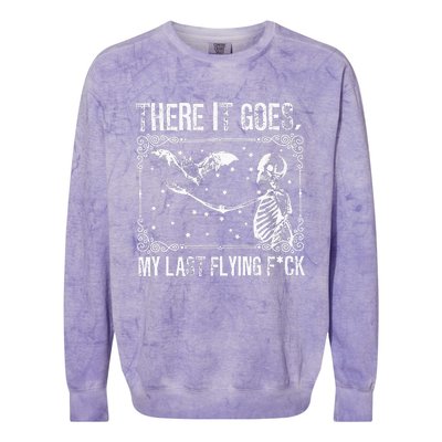 There It Goes My Last Flying Funny Halloween Skeleton Bat Colorblast Crewneck Sweatshirt