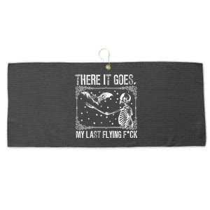 There It Goes My Last Flying Funny Halloween Skeleton Bat Large Microfiber Waffle Golf Towel