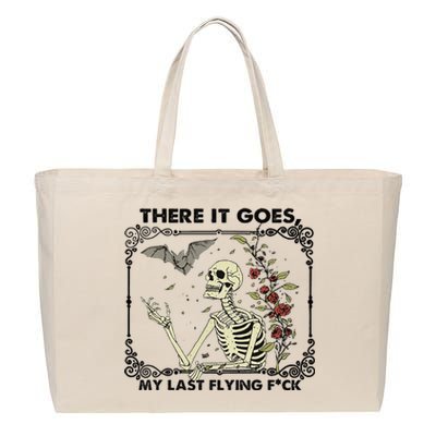 There It Goes My Last Flying F Skeletons Funny Halloween Cotton Canvas Jumbo Tote