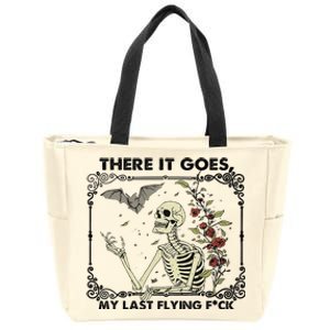 There It Goes My Last Flying F Skeletons Funny Halloween Zip Tote Bag