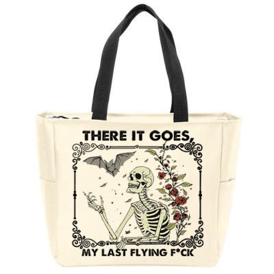 There It Goes My Last Flying F Skeletons Funny Halloween Zip Tote Bag