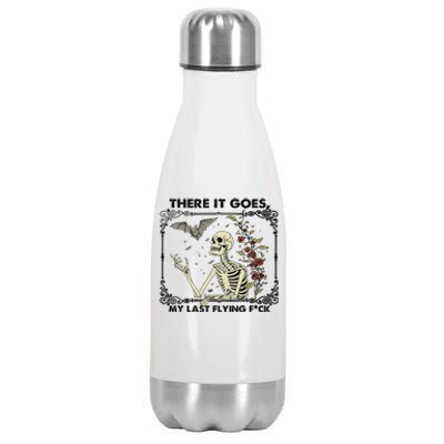 There It Goes My Last Flying F Skeletons Funny Halloween Stainless Steel Insulated Water Bottle