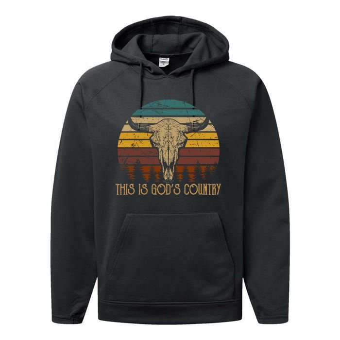 This Is GodS Music Country Outfit Bull Skulls Western Howdy Performance Fleece Hoodie