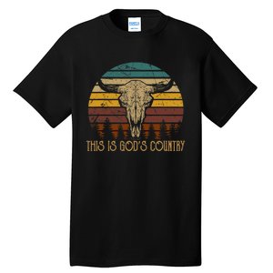 This Is GodS Music Country Outfit Bull Skulls Western Howdy Tall T-Shirt