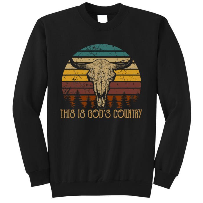 This Is GodS Music Country Outfit Bull Skulls Western Howdy Tall Sweatshirt