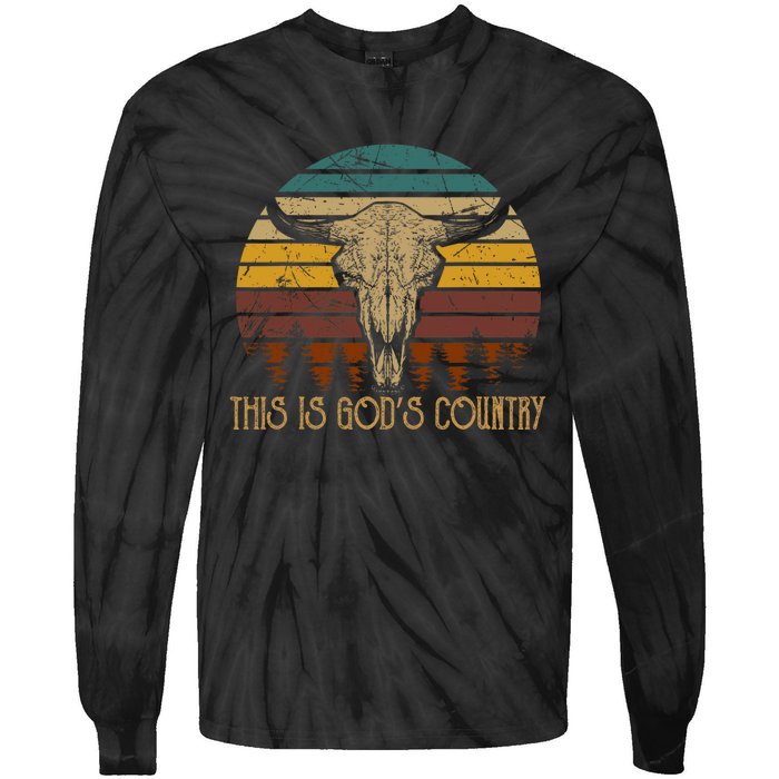 This Is GodS Music Country Outfit Bull Skulls Western Howdy Tie-Dye Long Sleeve Shirt