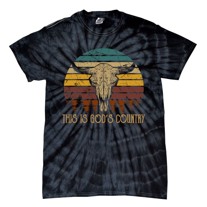 This Is GodS Music Country Outfit Bull Skulls Western Howdy Tie-Dye T-Shirt