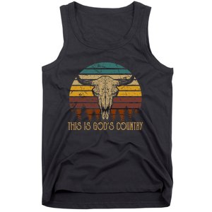 This Is GodS Music Country Outfit Bull Skulls Western Howdy Tank Top