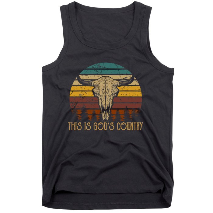 This Is GodS Music Country Outfit Bull Skulls Western Howdy Tank Top