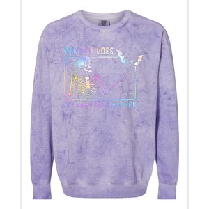 There It Goes My Last Flying Fuck Funny Skeleton Tie Dye Colorblast Crewneck Sweatshirt