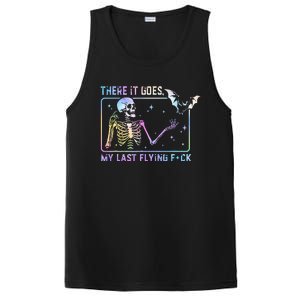 There It Goes My Last Flying Fuck Funny Skeleton Tie Dye PosiCharge Competitor Tank