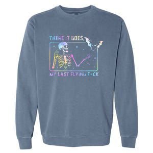 There It Goes My Last Flying Fuck Funny Skeleton Tie Dye Garment-Dyed Sweatshirt