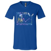 There It Goes My Last Flying Fuck Funny Skeleton Tie Dye V-Neck T-Shirt