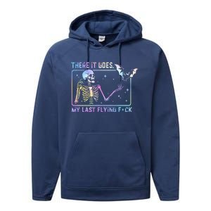 There It Goes My Last Flying Fuck Funny Skeleton Tie Dye Performance Fleece Hoodie