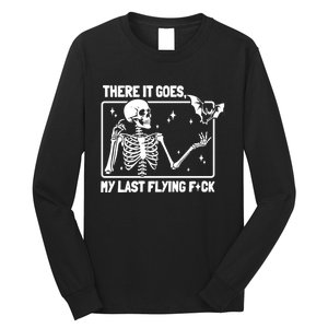 There It Goes My Last Flying Fuck Skeleton Funny Halloween Long Sleeve Shirt