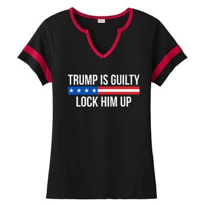 Trump Is Guilty Lock Him Up Ladies Halftime Notch Neck Tee