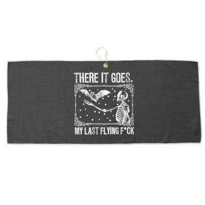 There It Goes My Last Flying Funny Halloween Skeleton Bat Large Microfiber Waffle Golf Towel