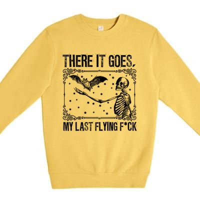 There It Goes My Last Flying Fuck Skeleton Funny Halloween Premium Crewneck Sweatshirt