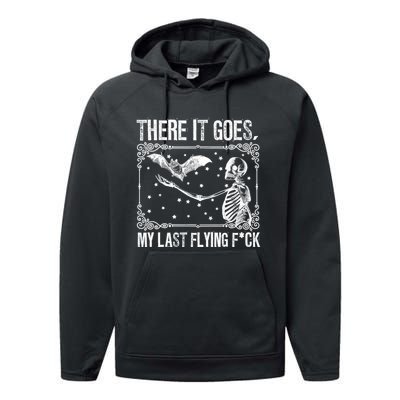 There It Goes My Last Flying Fuck Skeleton Funny Halloween Performance Fleece Hoodie