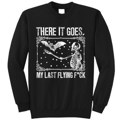 There It Goes My Last Flying Fuck Skeleton Funny Halloween Sweatshirt