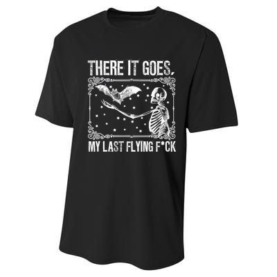 There It Goes My Last Flying Fuck Skeleton Funny Halloween Performance Sprint T-Shirt