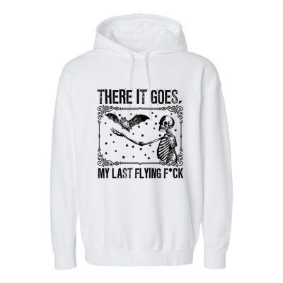 There It Goes My Last Flying Fuck Skeleton Funny Halloween Garment-Dyed Fleece Hoodie