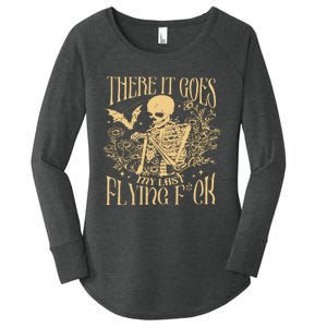 There It Goes My Last Flying Fuck Sarcastic Skeleton Women's Perfect Tri Tunic Long Sleeve Shirt