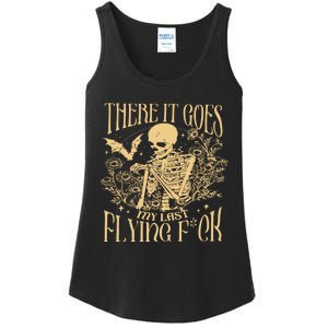 There It Goes My Last Flying Fuck Sarcastic Skeleton Ladies Essential Tank